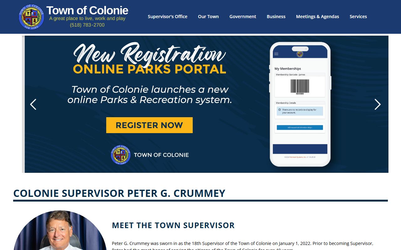 Town of Colonie website booking reports