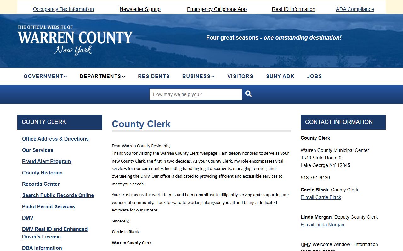 Warren County Clerk records booking reports