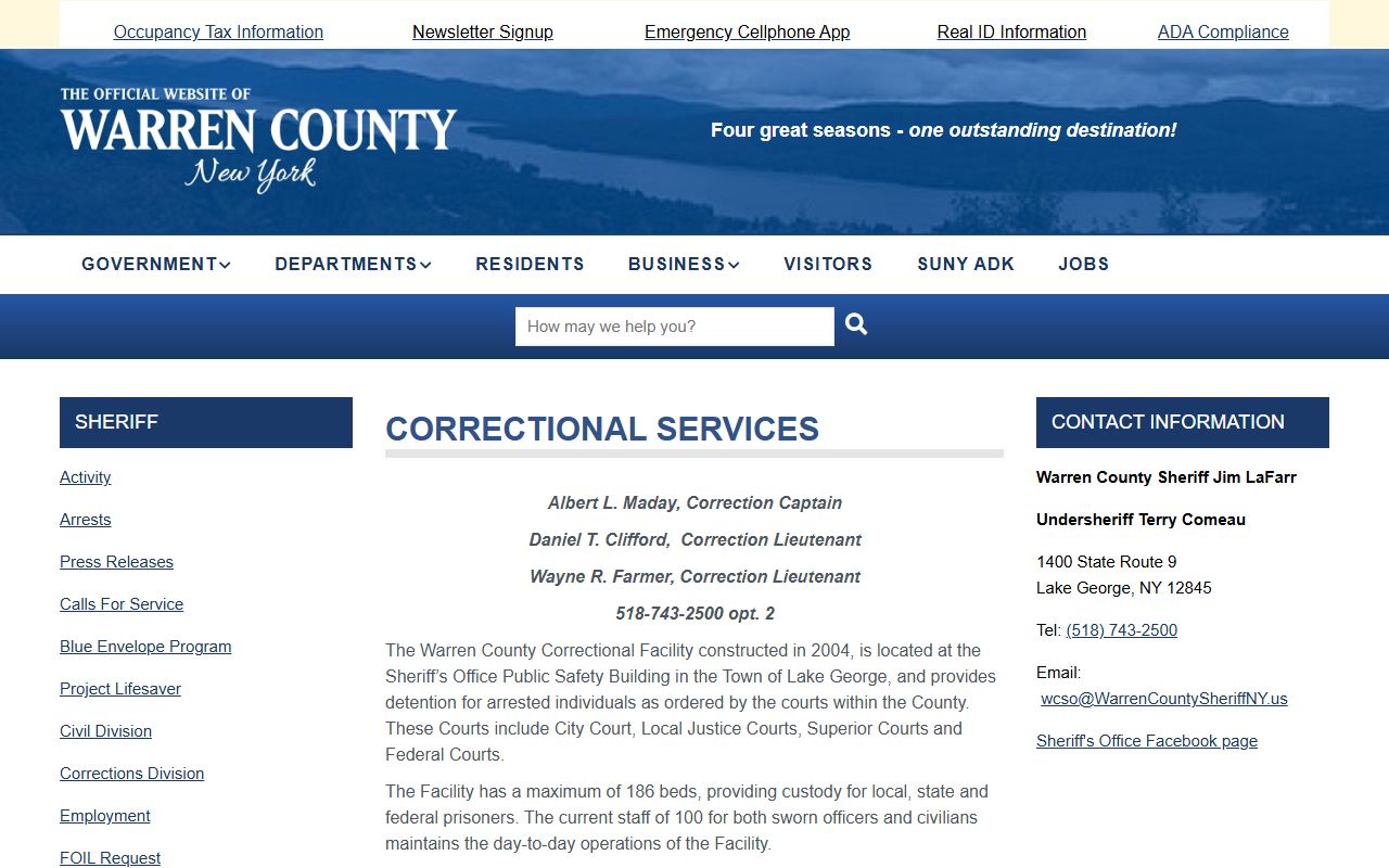 Warren County Correctional Facility booking reports