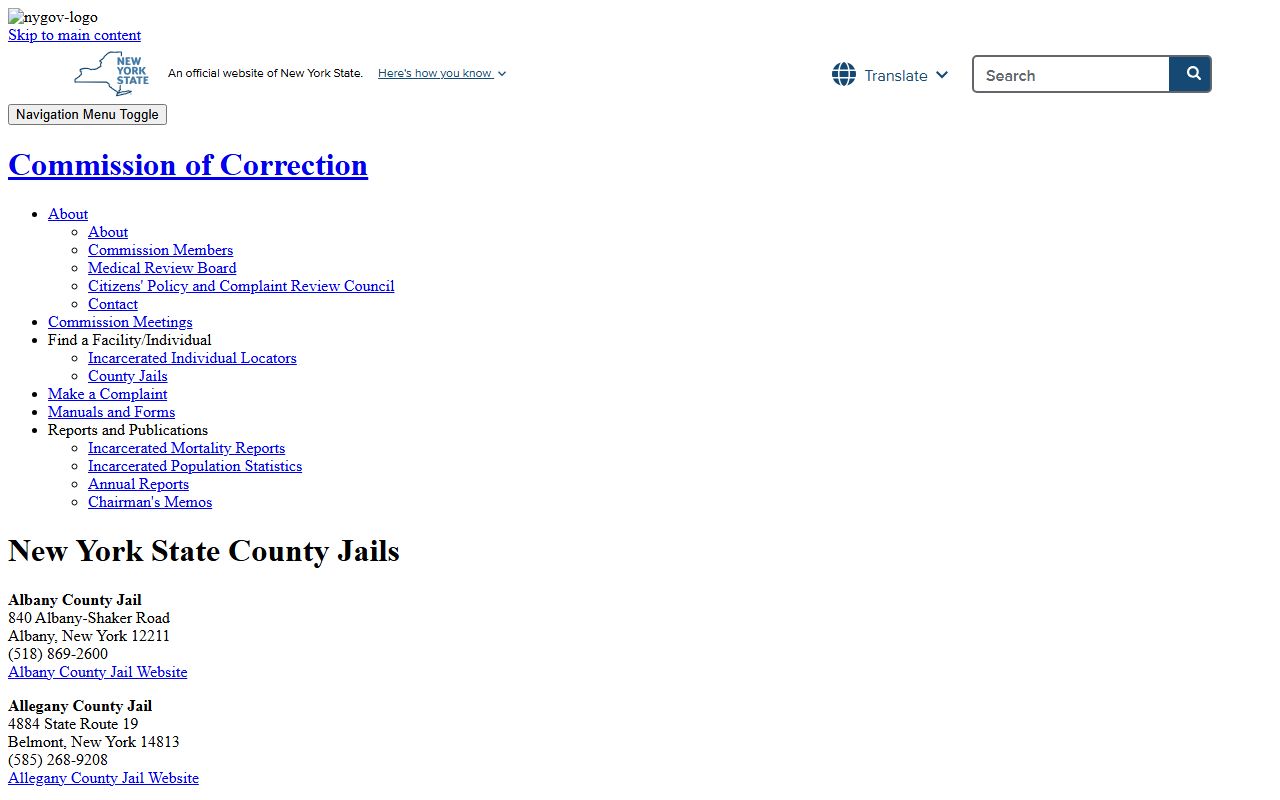NYS Commission of Correction Ramapo booking reports
