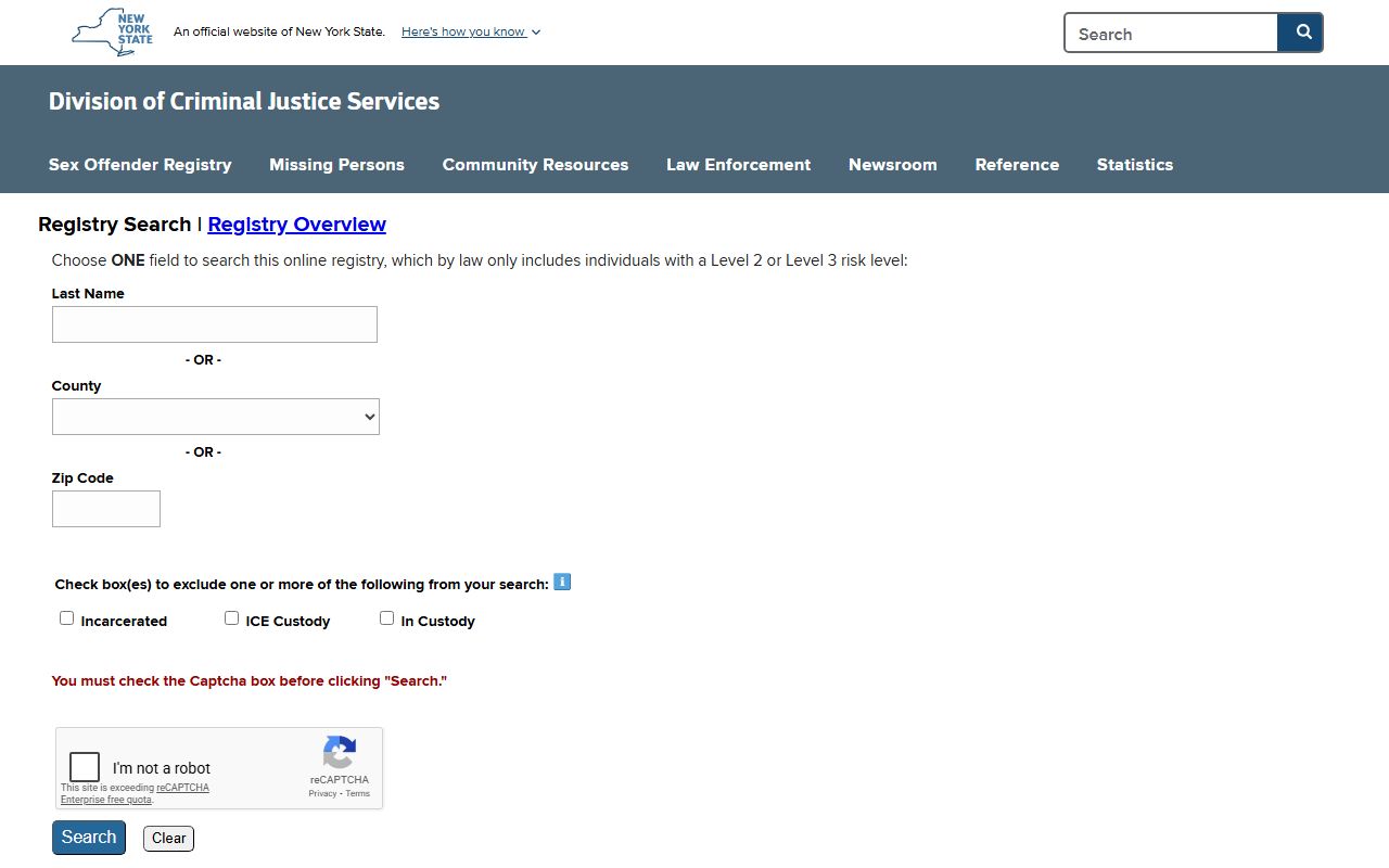 Oswego County New York sex offender registry booking reports
